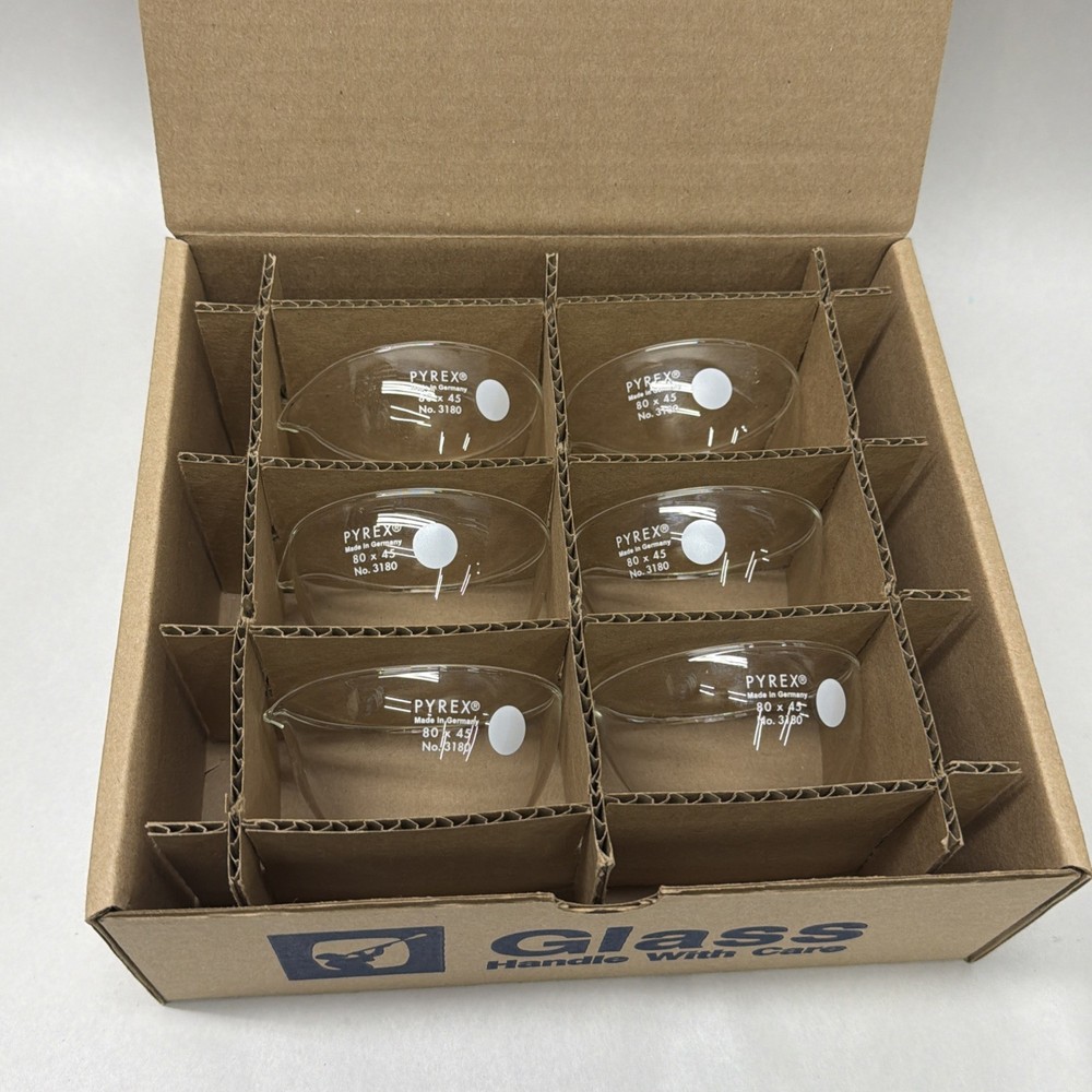 CASE! Corning PYREX #3180-80, 140mL Flat Bottom Evaporating Dishes