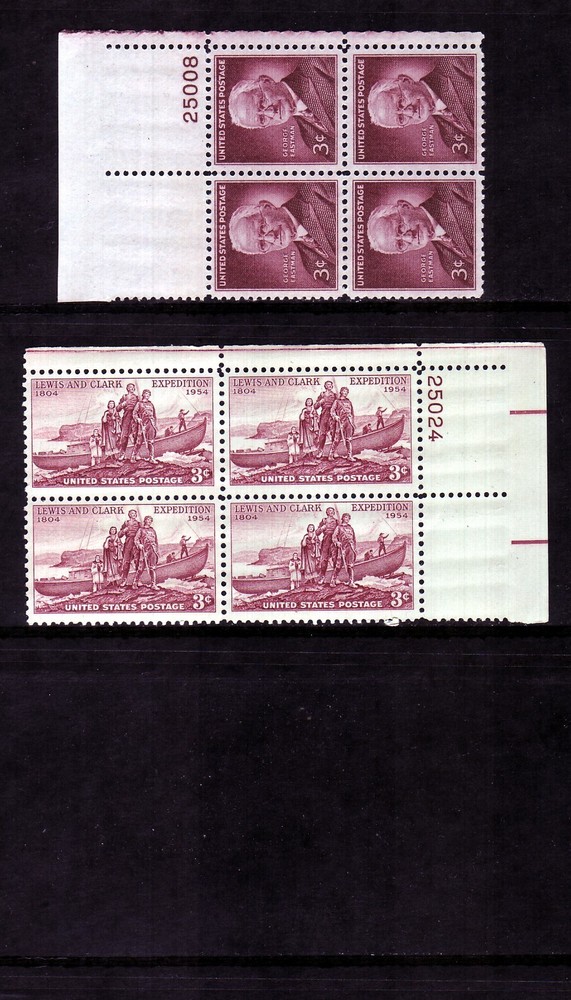 1954 COMMEMORATIVE PLATE BLOCK YEAR SET. (5) DIFFERENT. SCV $5