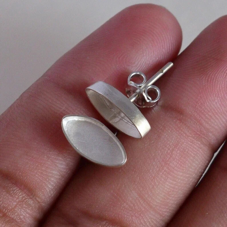 Solid 925 Silver Blank Marquise Bezel Setting Base Handmade Earring Supplies