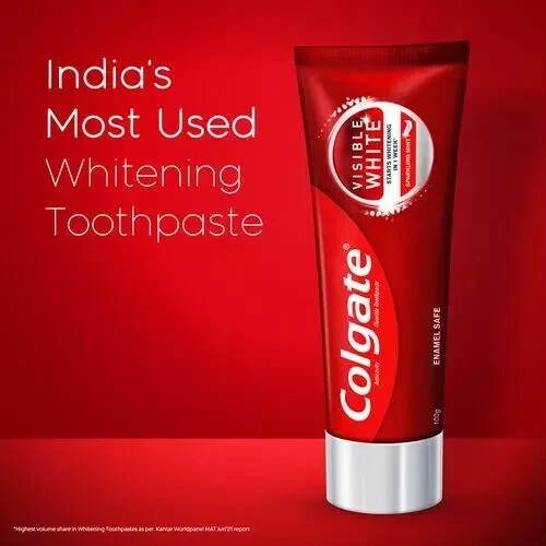 Colgate Visible White Toothpaste - Sparkling Mint, 4 x 100 g Multipack