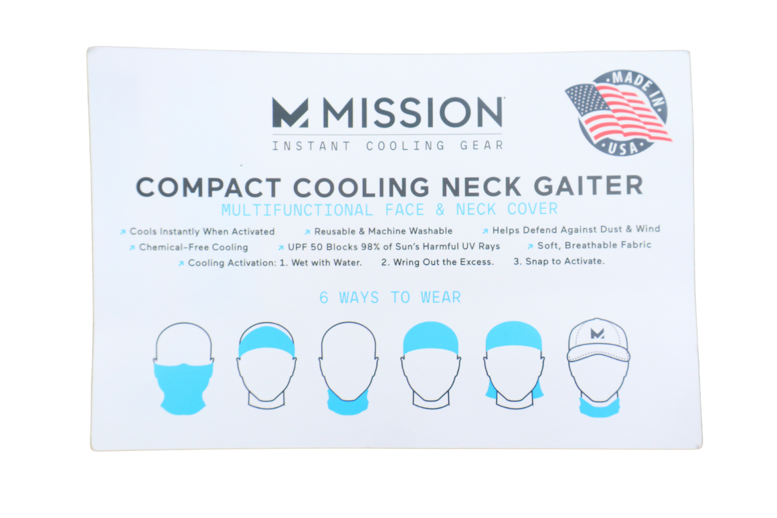 Mission Instant Cooling Geat Cooling Neck Gaiter USA Patriotism American Flag