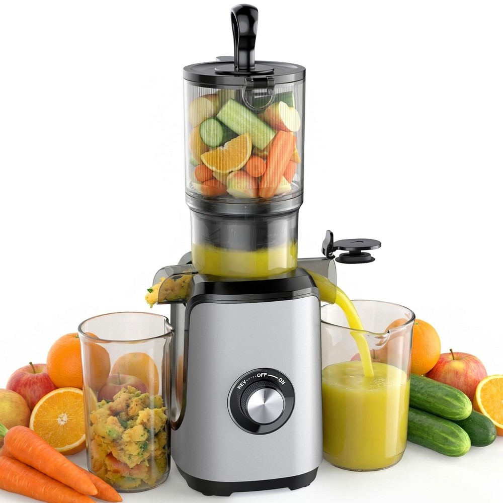 Cold Press Juicer Machines Masticating Reverse Function Easy Clean NEWBULIG