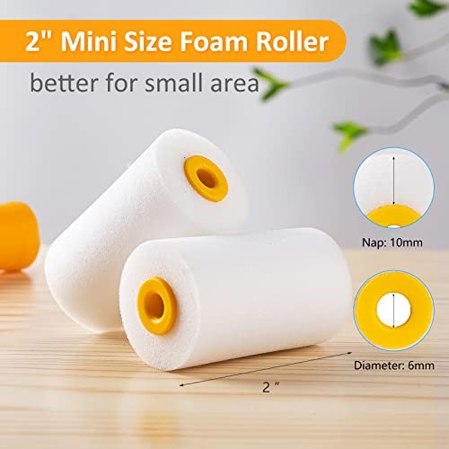 Foam Paint Roller, 2 Inch Mini Paint Roller Kit 9 Pack, 2 Inch Kit, 8 Pack