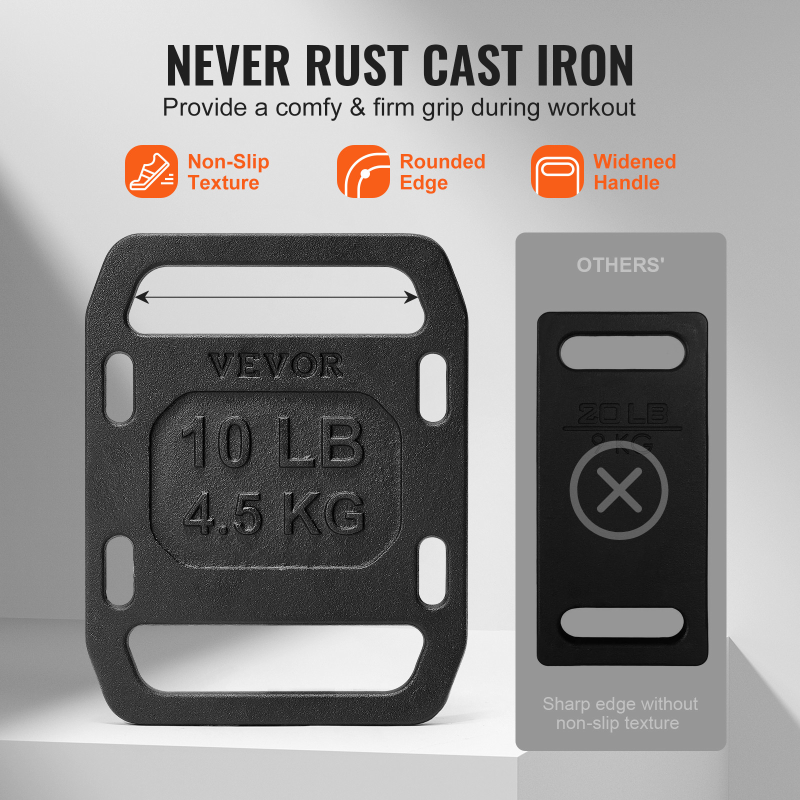 VEVOR Cast Iron Ruck Weights for Rucking Weight Plate with Handle 10LB Pairs