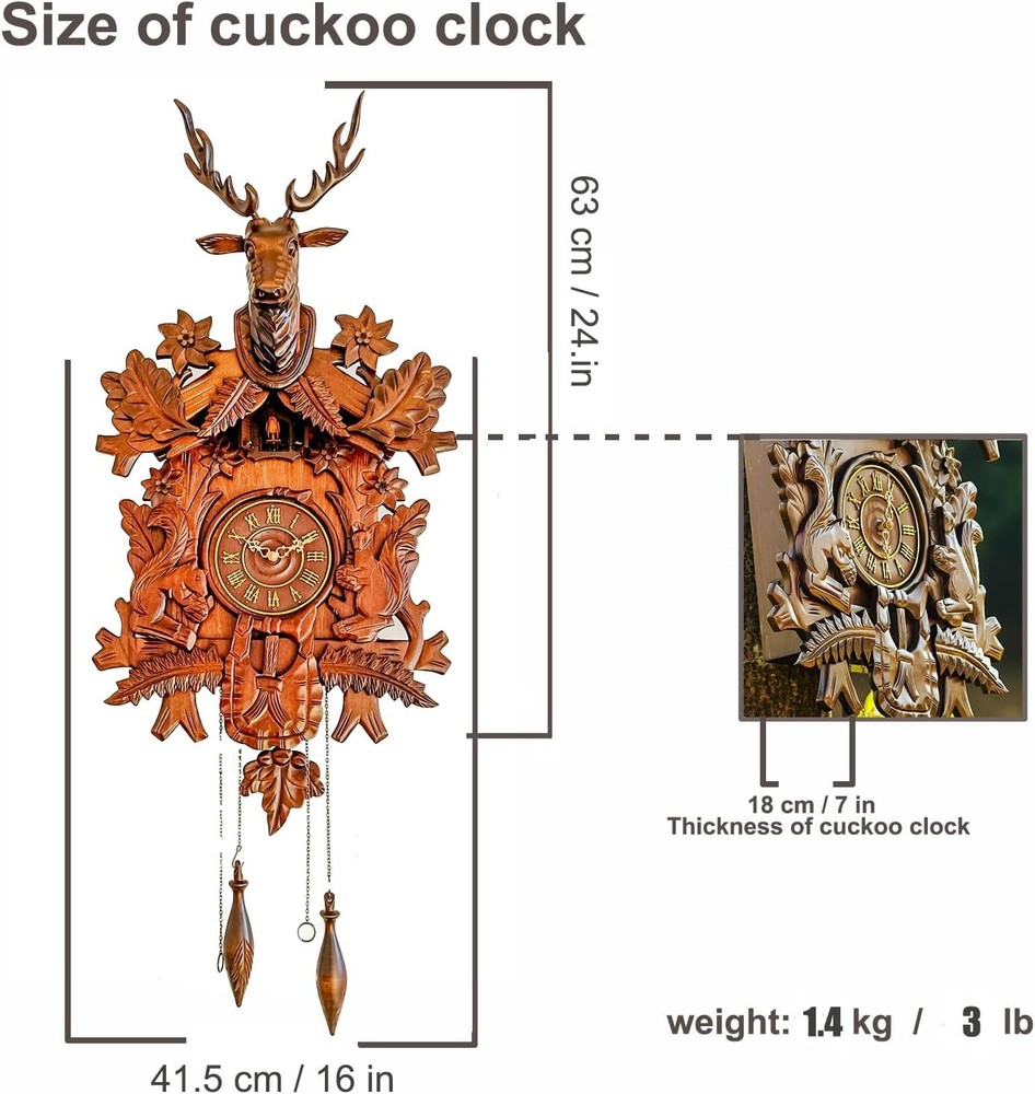 Handcrafted Cuckoo Clock Ninefish Cuckoo Clock Hunter Version
