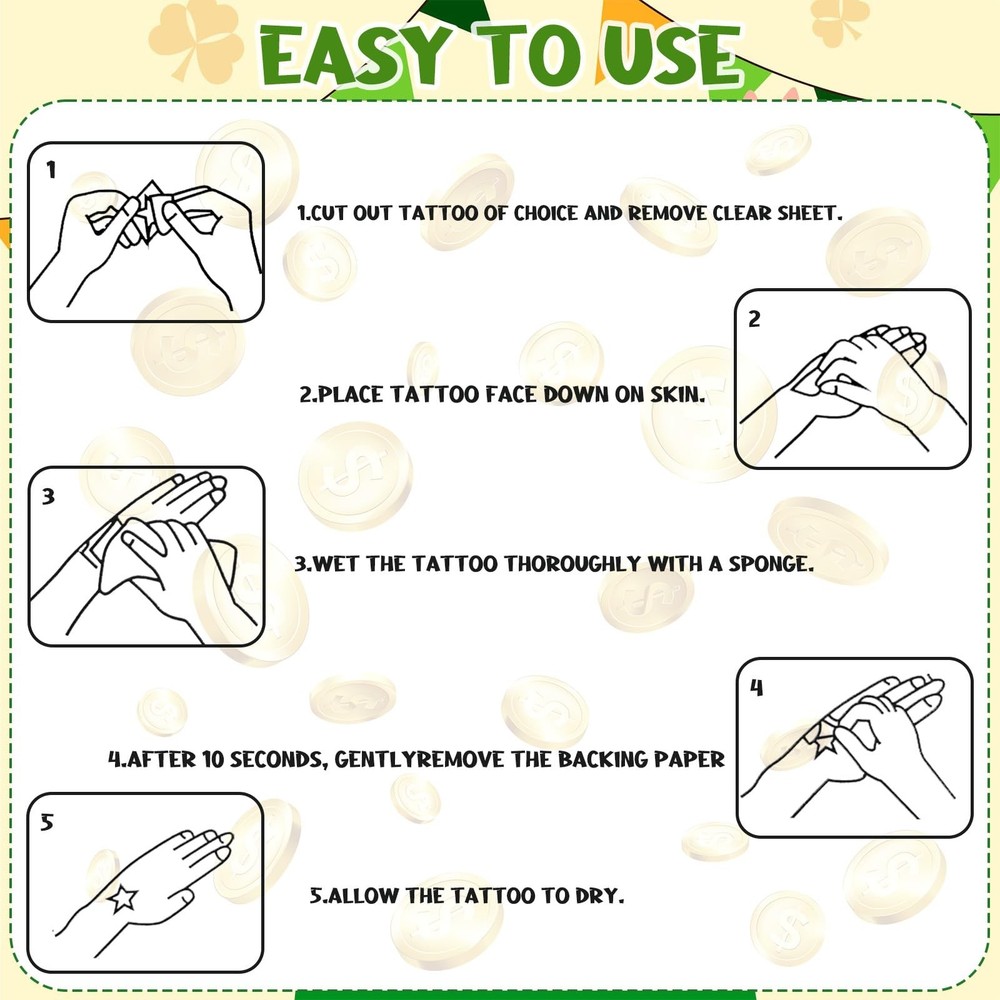 Xzentira 91pcs St. Patrick's Day Glitter Temporary Medium,