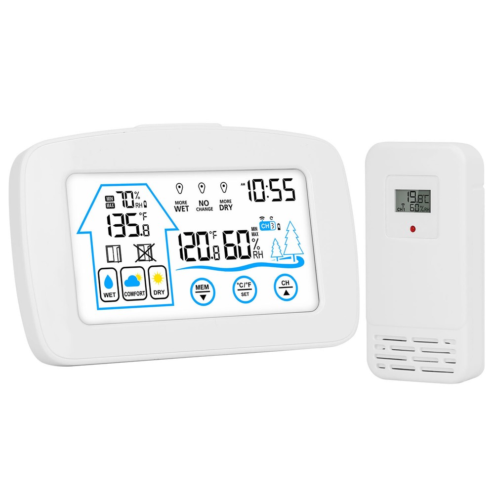 Wireless Clock Display Battery Thermometer Temperature Sensor Weather Station US