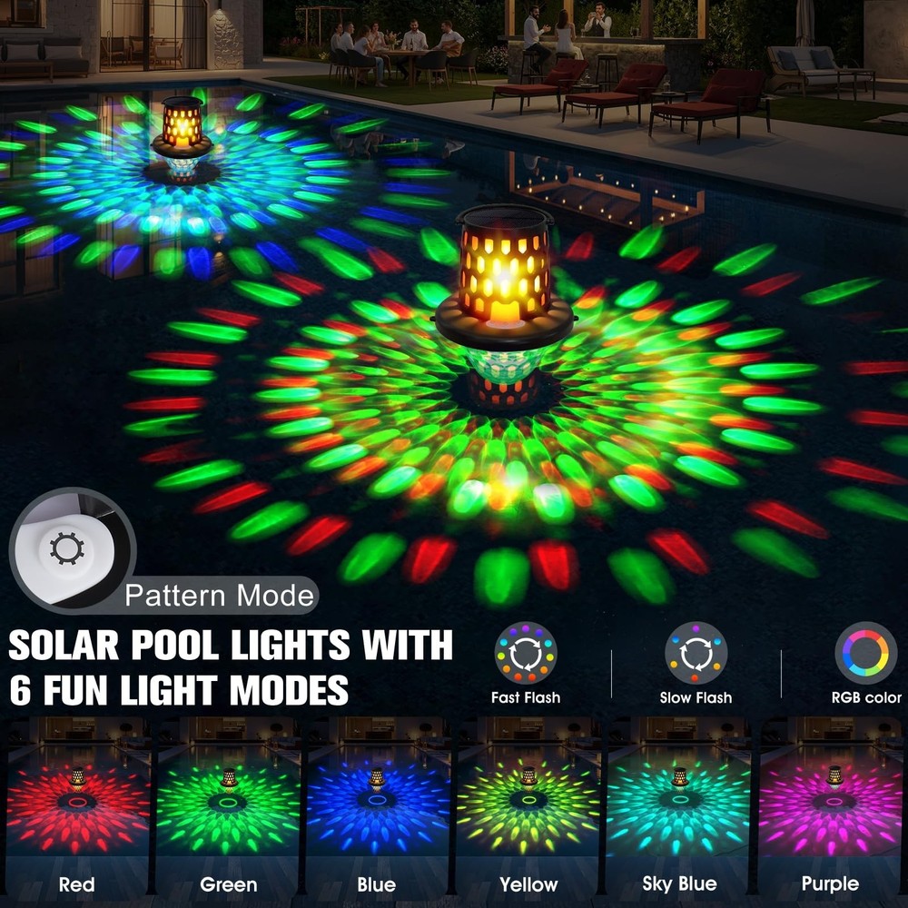 Floating Pool Lights,2026 Upgraded Solar Powered Pool Lights that Float,Flick...