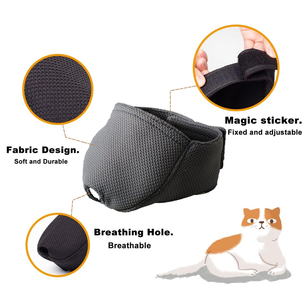Cat Muzzle with Breathable Mesh Cat Mouth Guard Muzzle for Prevent Biting Che...