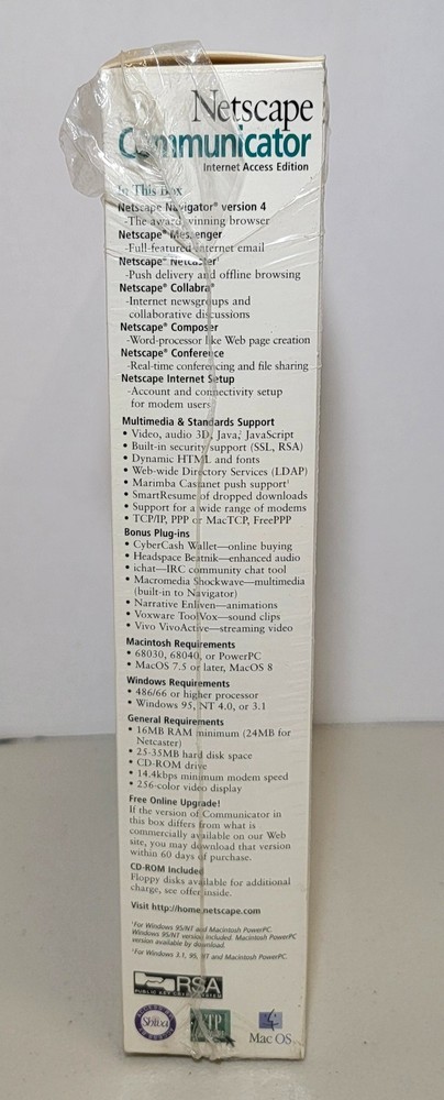 1997 Netscape Communicator Inet Acc Edition 4 PC&Mac CD, Retail Big Box Complete