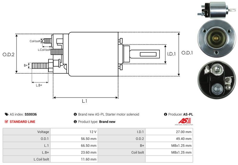 FOR CAR STARTER SS0036 SOLENOID SWITCH, STARTER
