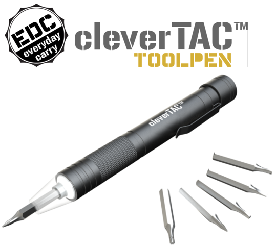 CleverTAC LED ToolPen - Tactical LED Bit Driver - 6 bits - Super Bright - EDC