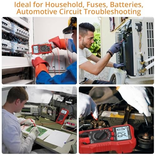 Digital Multimeter Voltmeter Tester with NCV, LCD for AC/DC 2000 Counts Red