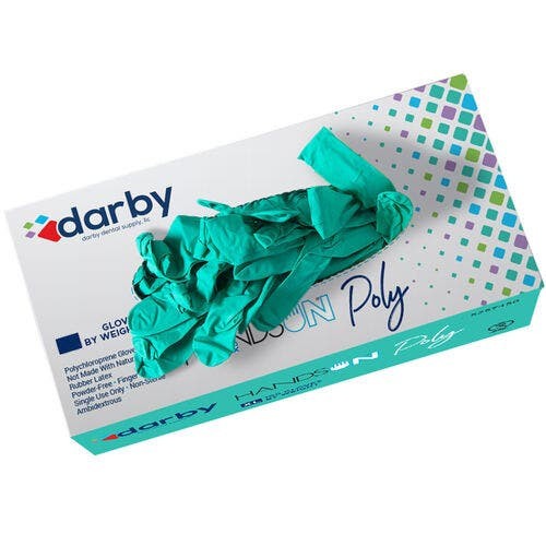 HandsOn Green Poly Gloves, Medium, 100/Box, Green