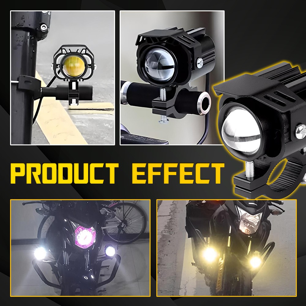2x LED Motorcycle Spot Lights Headlight Driving Fog Auxiliary Lamp Yellow White