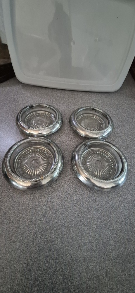 Silver Glass Coaster Set