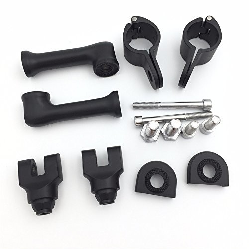 XKMT-Black Long Angled Adjustable Highway Peg Mounting Kit Compatible With