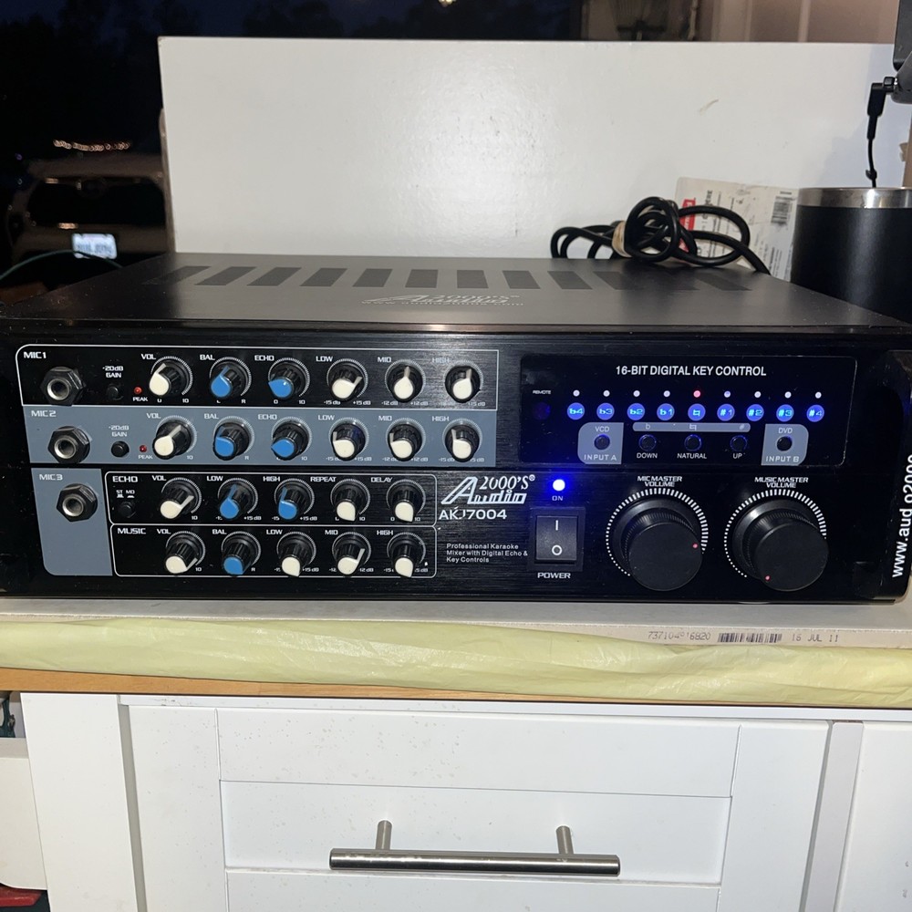Audio2000s AKJ7004 PRO Mixer Amplifier 16-Bit Digital Key Control Echo Tested ✅