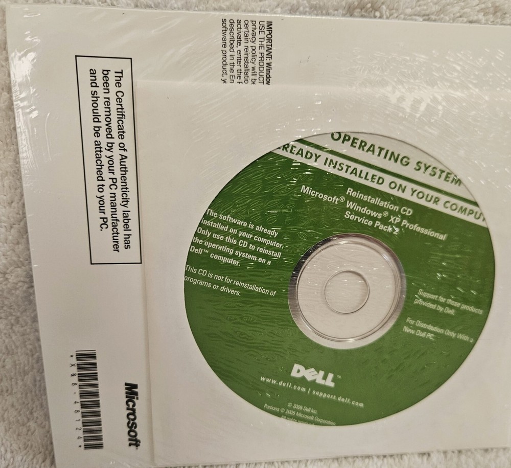 Microsoft Windows XP Professional Dell Service Pack 2 Reinstallation CD ~ SP2