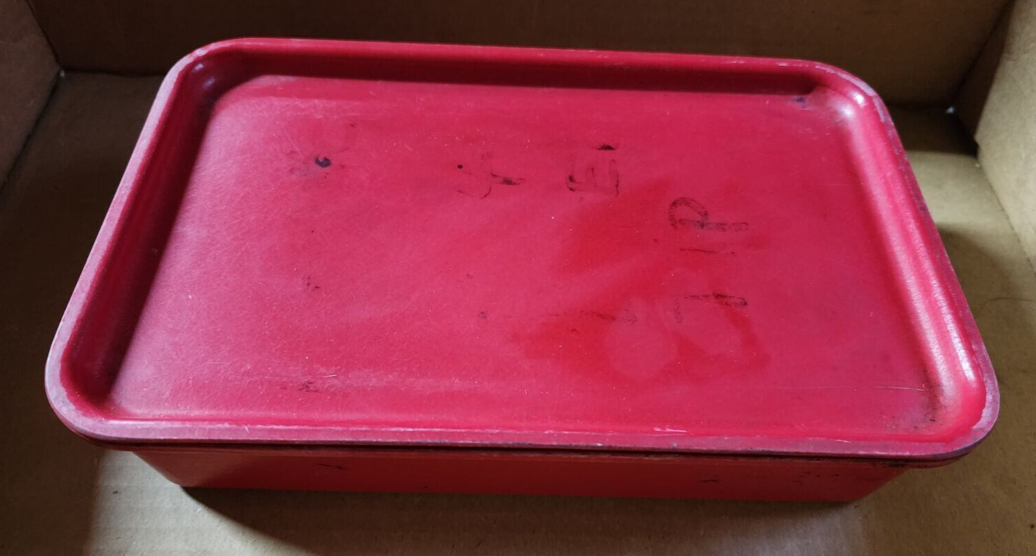 Molded Fiberglass Toteline Tray Storage Container With Lid RED 9in x 5.5in x 2in