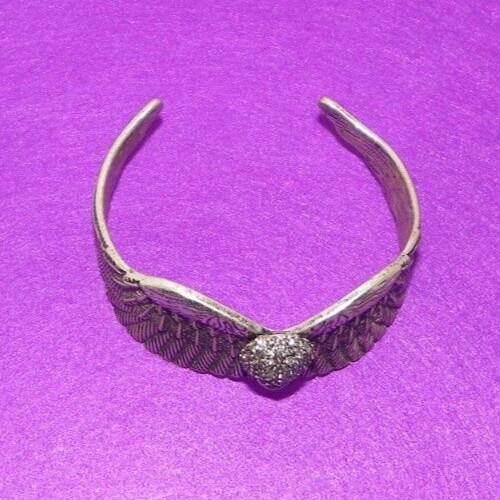 Silver Plated Metal Wings & Skull Design Small Fashion Bracelet ~ Untested