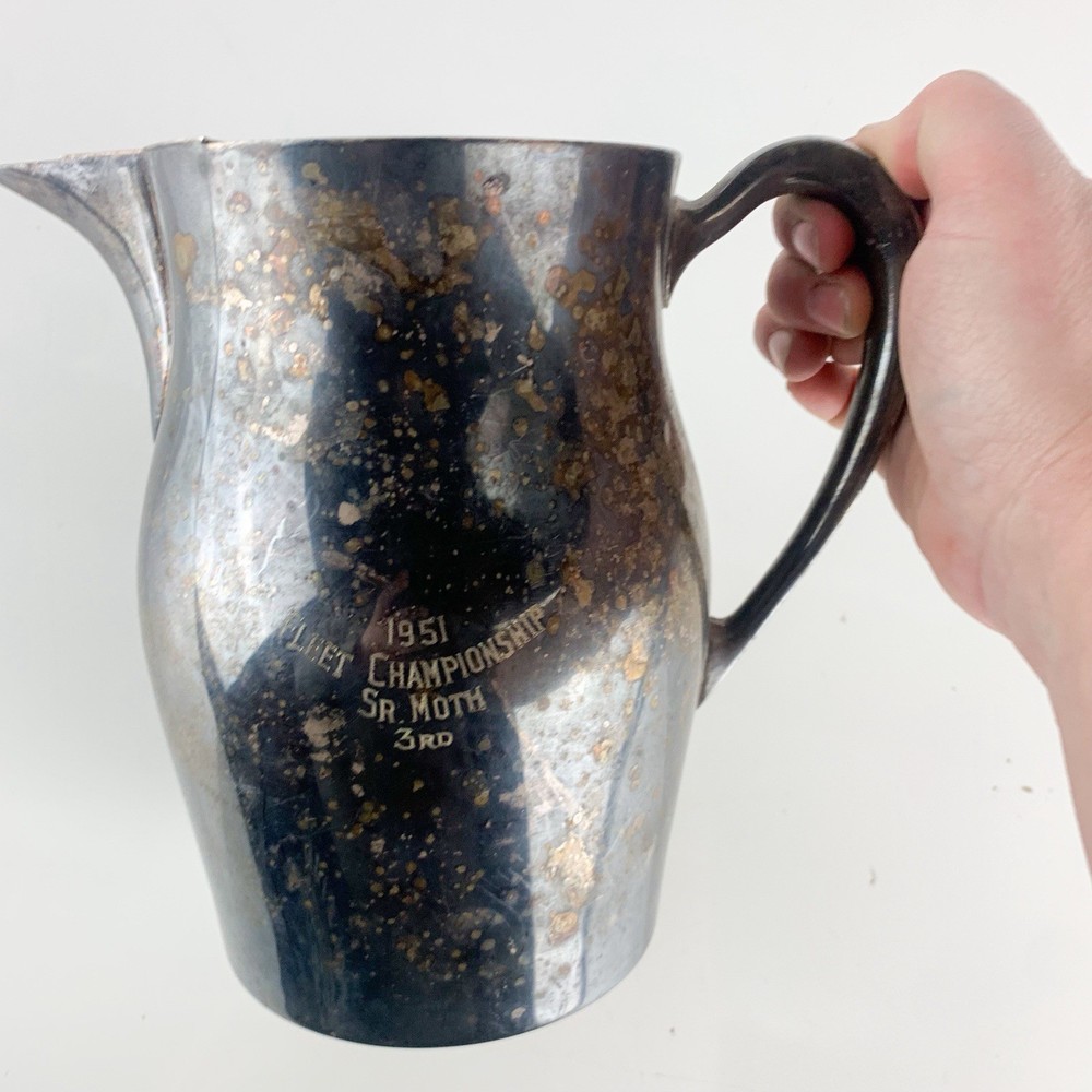 Vintage Pitcher Trophy Silver Plate 1951 Fleet Championship Poole Silver Co 525