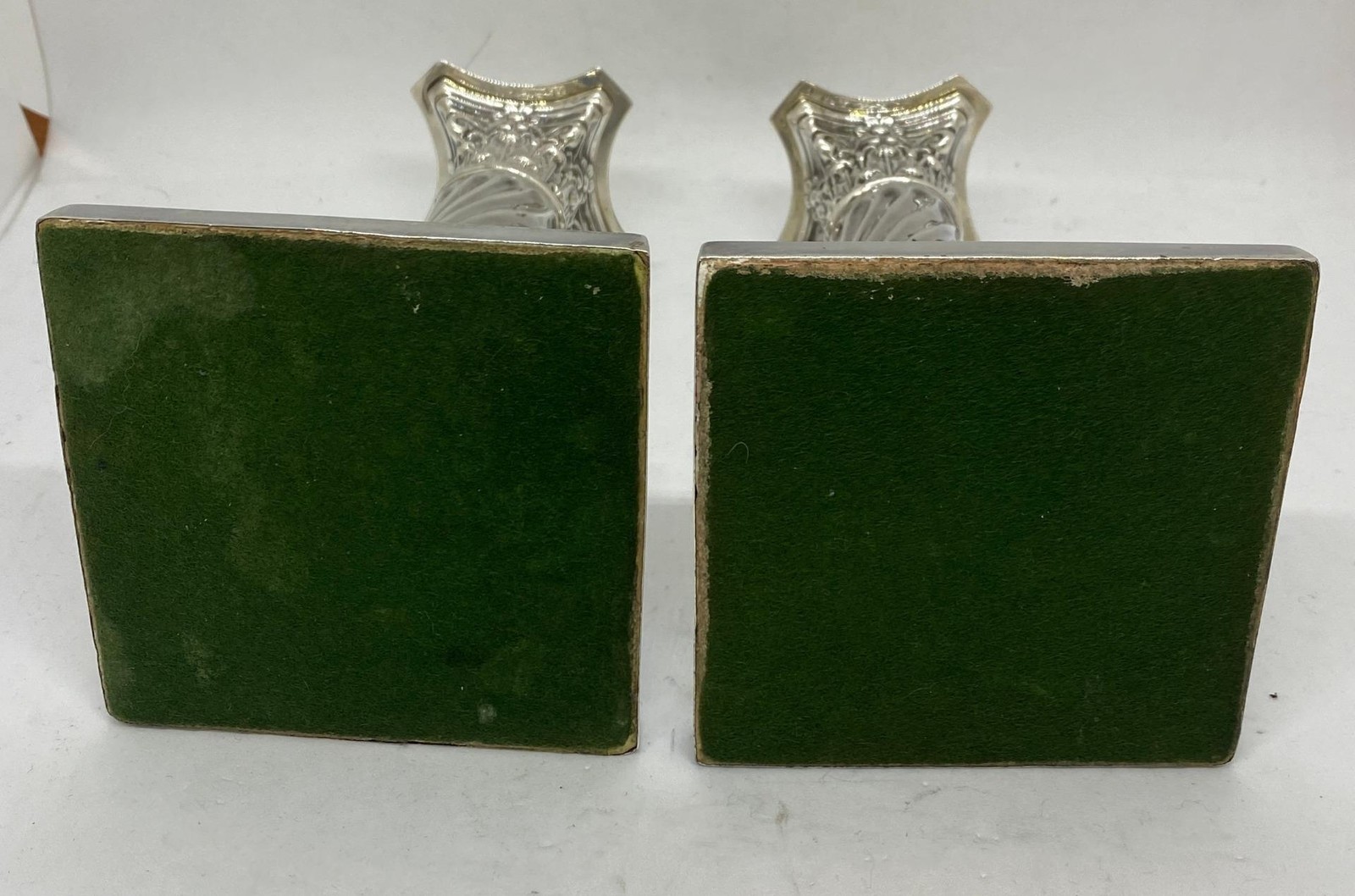 Jenkins & Timm Sterling Weighted Piano Candlesticks Sheffield 1896 Antique