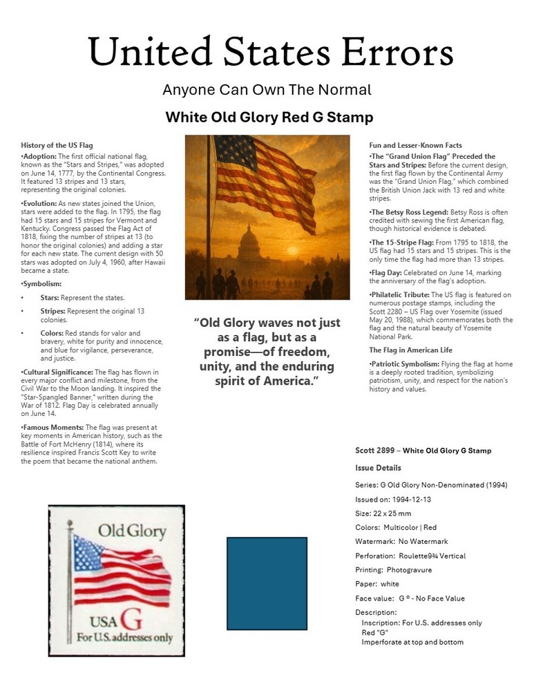 Centsational Custom Presentation Panel For Error SN 2899 - 8.5” X 11”