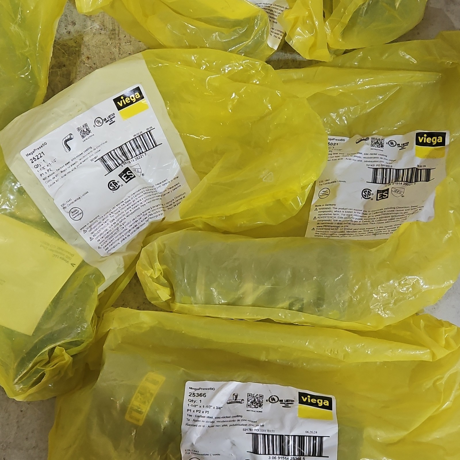 Viega mega press fittings 1.5"