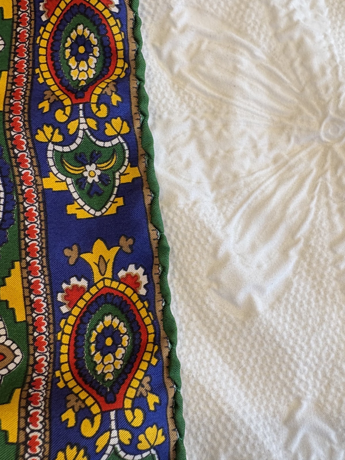 Vintage Scarf Square Hand Rolled Abstract Design Women's 22.5" x 22" Red Multi