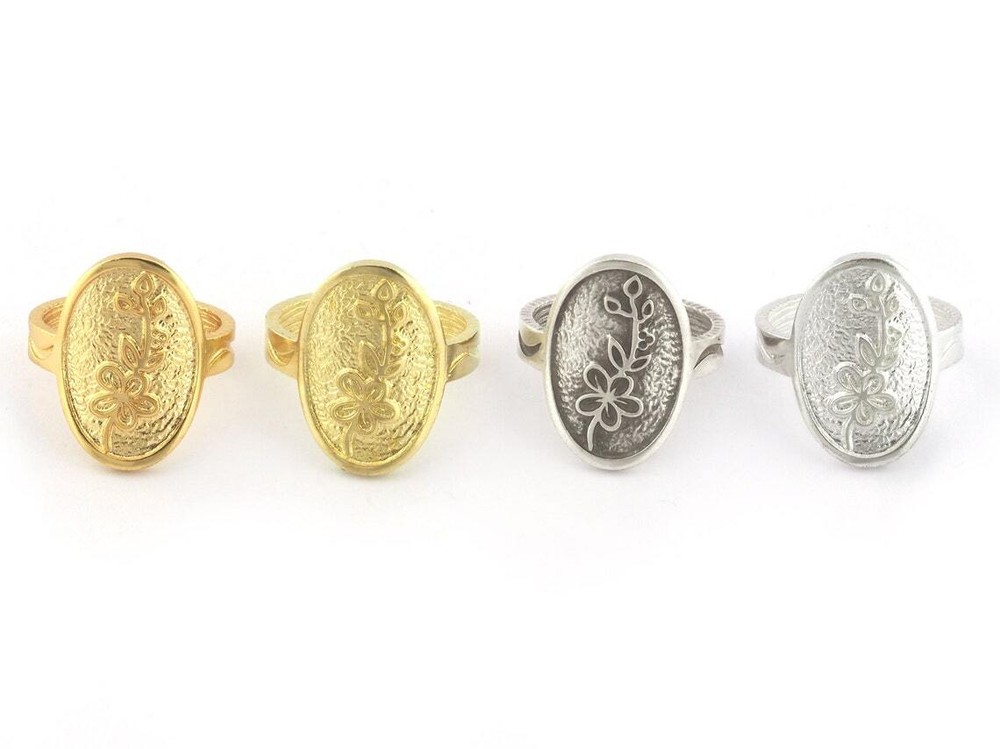 Birth Monthly Flower (May Hawthorne) Adjustable Ring Raw Solid Brass 8us 5319