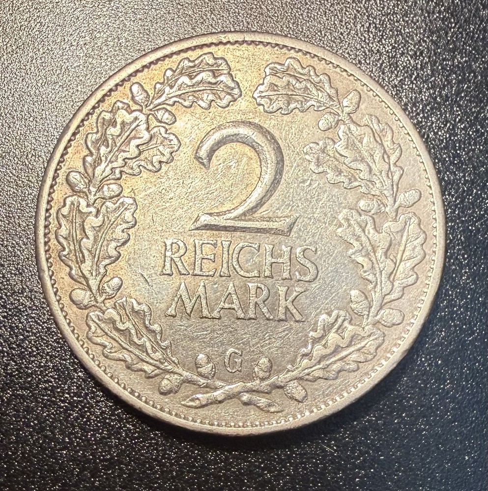 1925 G Germany 2 Marks Silver Coin
