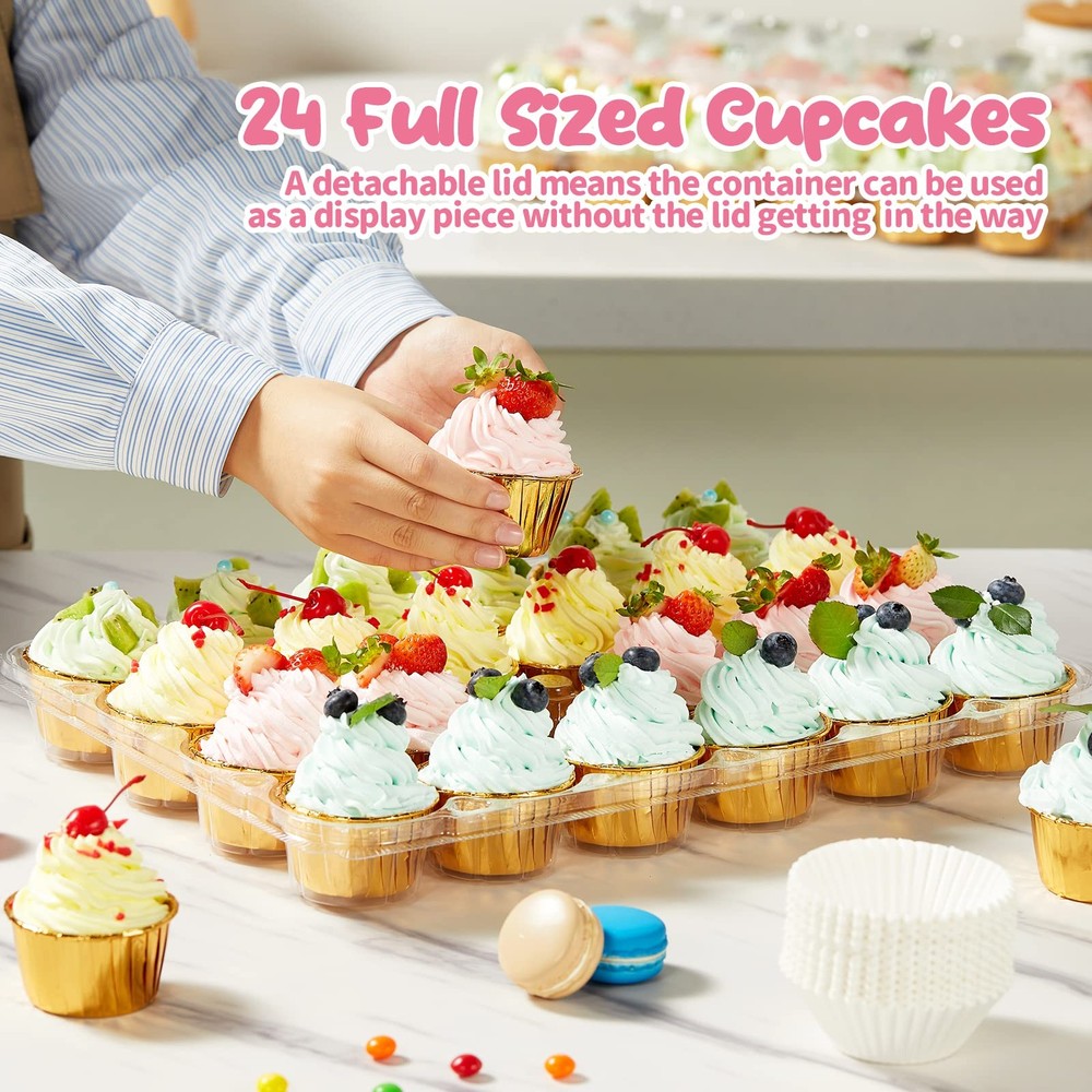 24 Pack X 10 Sets Stackable Cupcake Carrier Holders With 240 Pack Cupcake Line
