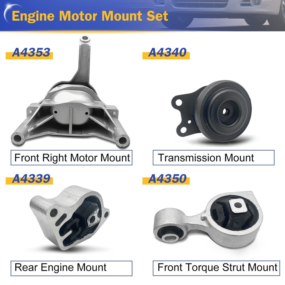 Engine Motor Engine Mount & Transmission Mount Kit for 2007 2008 2009 2010 20...