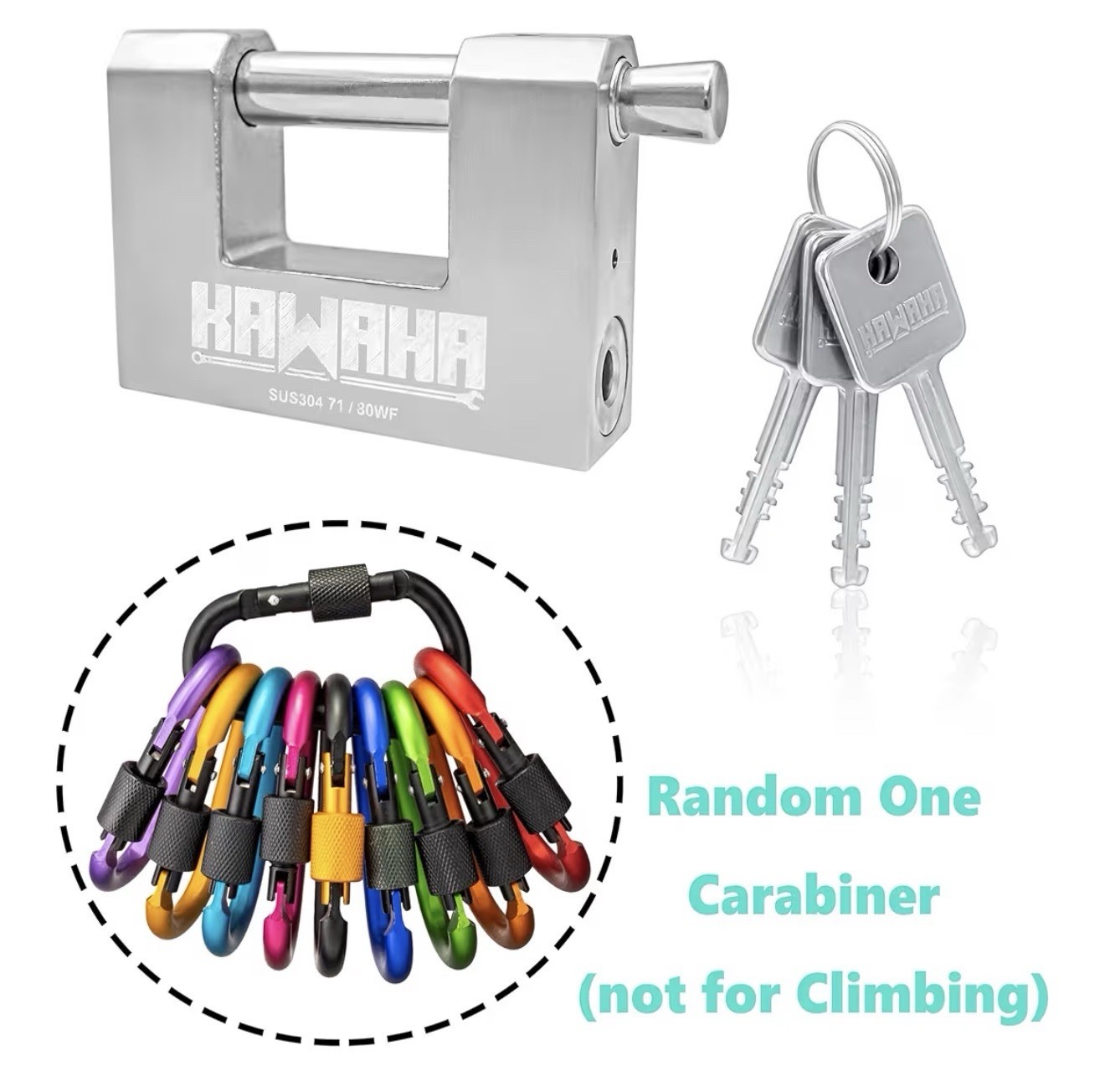 71/80-4PS Stainless Steel D Padlock w/ SS Keys, 3-1/8”, Keyed Alike, 4-Pack