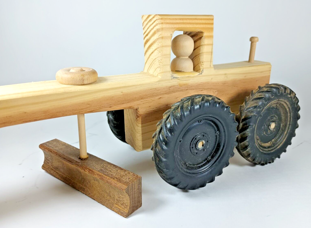 Wood Home Hand Made Construction Road Grader.