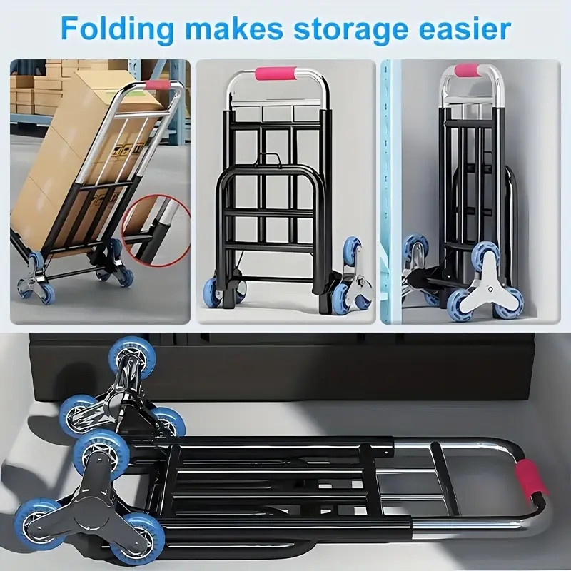 Stair Climbing Cart Heavy Duty Folding Hand Truck Dolly 460 lbs 6 Wheels + Ropes