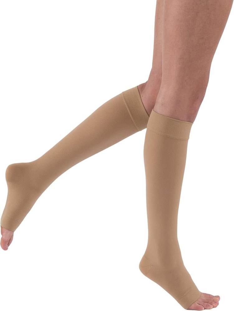 Relief Graduated Compression Socks, Open Toe, Beige