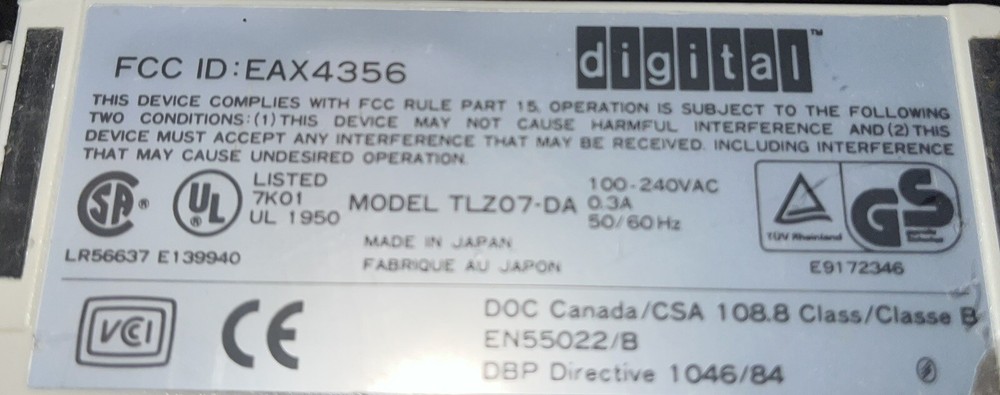 DEC DIGITAL TLZ07-DA External DDS Tape Drive . SCSI Interface.