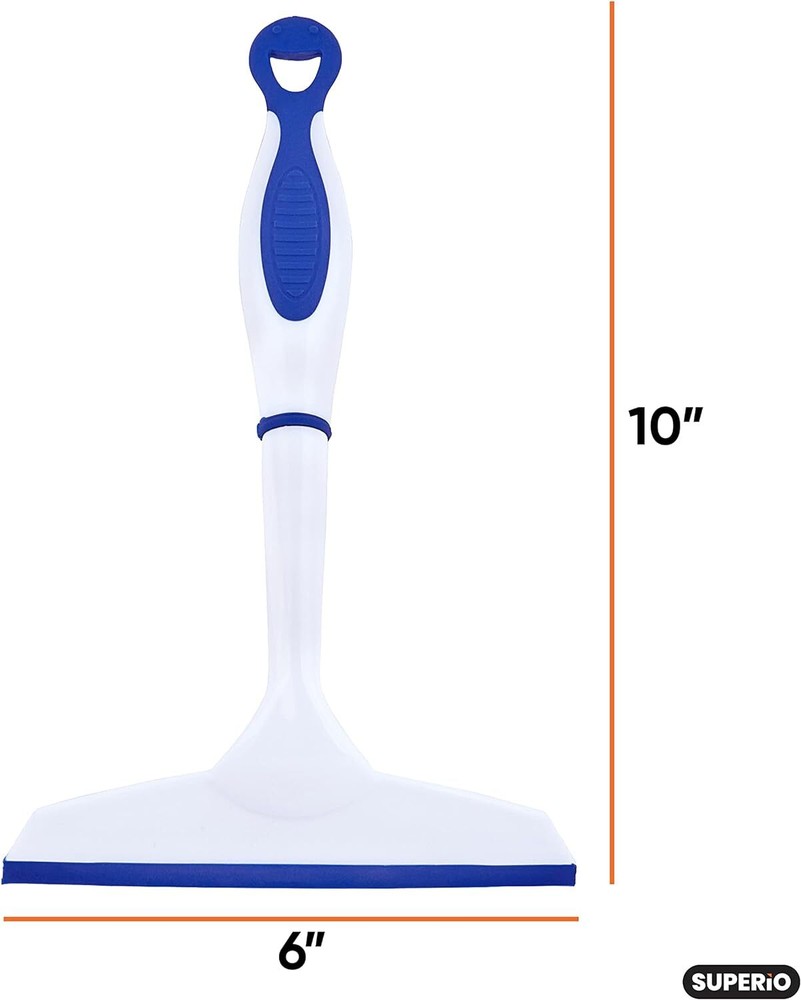 Superio 6" Window Rubber Squeegee with Hanging Loop, 2 Pack, Blue and Red