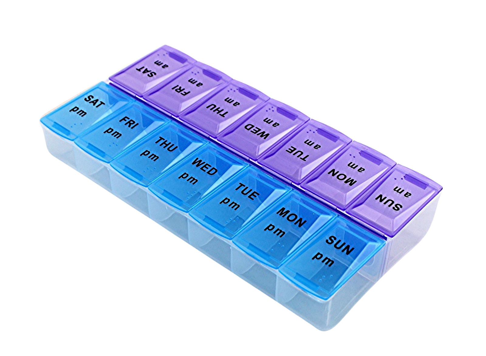 Jumbo Extra Large 7.5" x 4" Pill Organizer 7 Day 2 Times a Day Weekly Pill Box