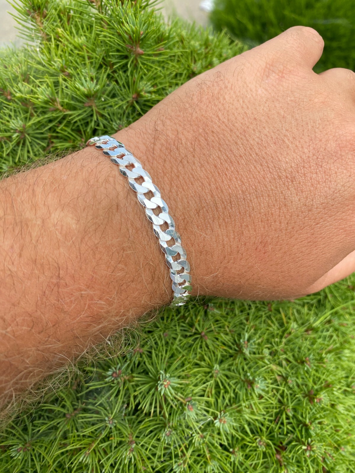 Real Solid 925 Sterling Silver Flat Curb Cuban Link Bracelet 3-10mm ITALY MADE