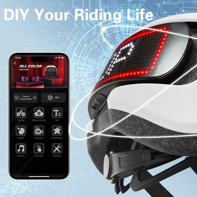 Adult Cycling Smart Helmet LED Rear Light Turn Signals App Control Road Mountain
