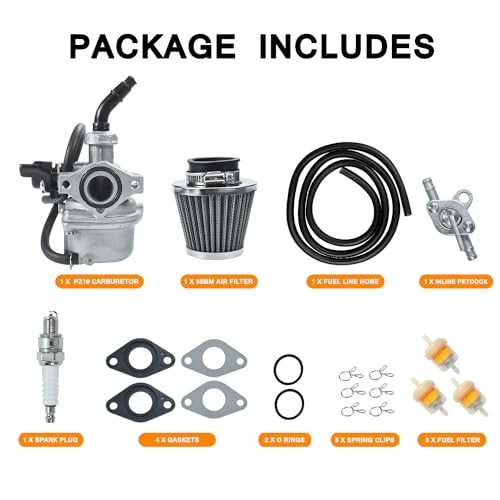 PZ19 Carburetor Carb Air Filter Fuel Line Kit for 50cc 70cc 90cc 110cc BLACK