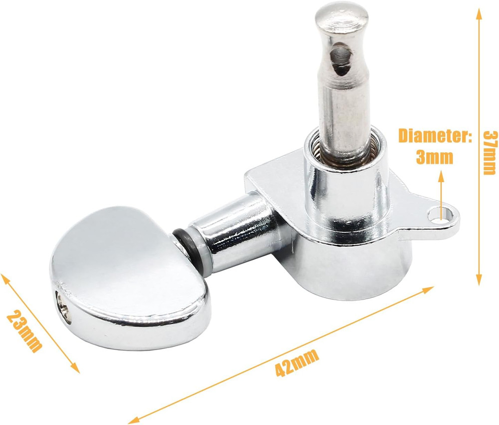 6Pcs 3+3 Guitar Tuning Pegs, Chrome Guitar Tuners Machine Head Knobs, String ...