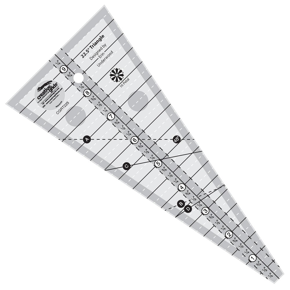 Creative Grids 22-1/2 Degree Triangle Quilt Ruler