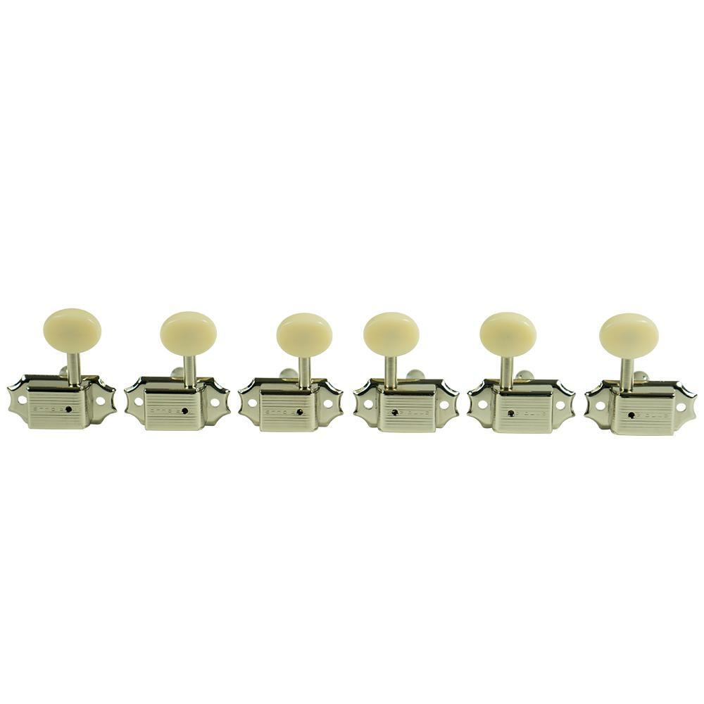 Kluson 3x3 Deluxe Tuners, Single Line, Std Post, Nickel ,  Oval Buttons