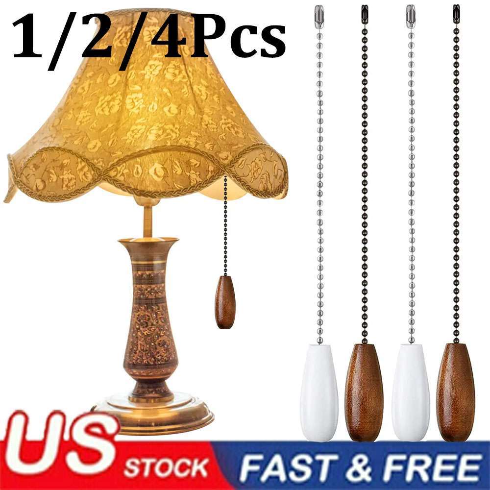 1/2/4Pcs Ceiling Fan Chain Pulls Wooden Pull Chain Extension Pull Chain for Ceil