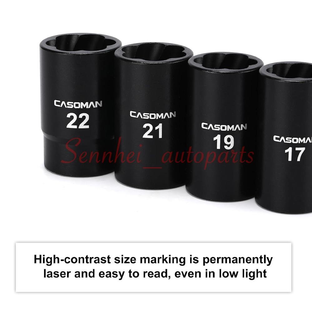 ABN Twist Socket Set Lug Nut Remover Extractor Tool- 5PC 1/2"Dr.Twist Socket Set