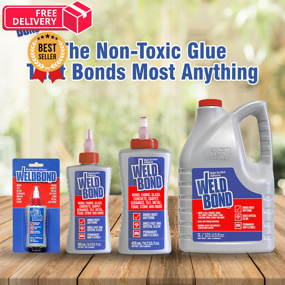 Weldbond Multi-Surface Strong Glue – Fast Drying for Wood, 1 pack, Clear